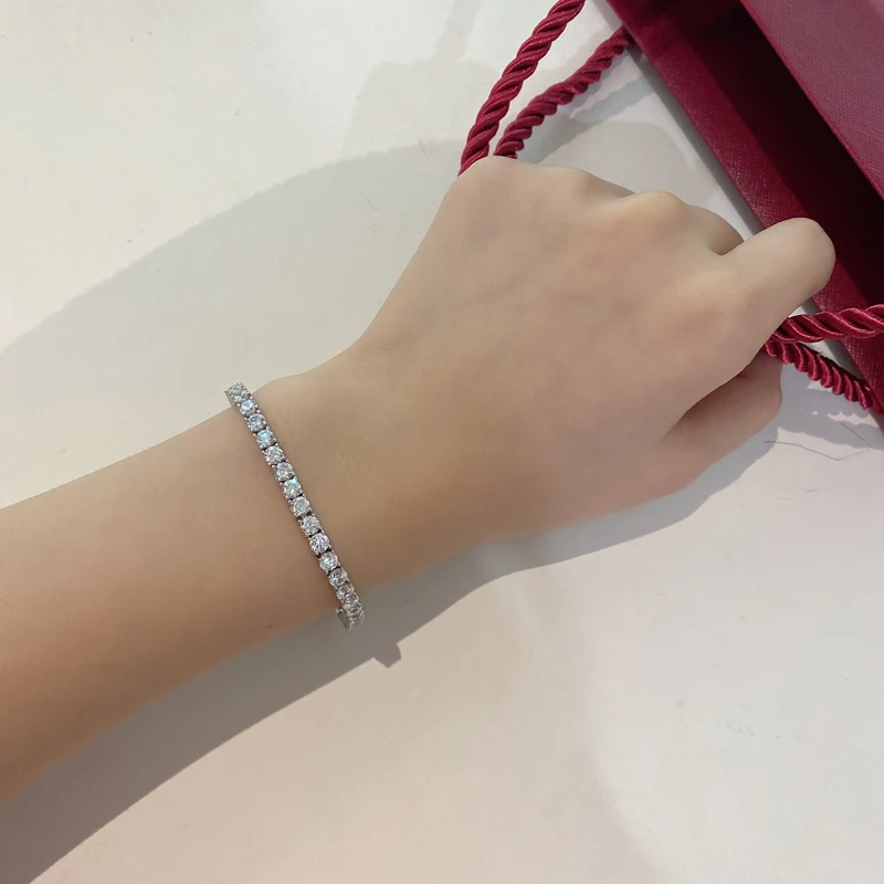 Moissanite Tennis Bracelet with Certificate 925 Sterling Silver Plated Gold Bracelets 3/4/5/6.5mm Diamond Bangle for Women Men