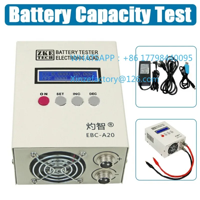 جهاز اختبار سعة بطارية الليثيوم القابل للتخصيص EBC-A20، شحن/تفريغ 20 أمبير، طاقة 85 وات، دقة 0.001 أمبير، مدخل DC19V-20V، 4 أسلاك #4