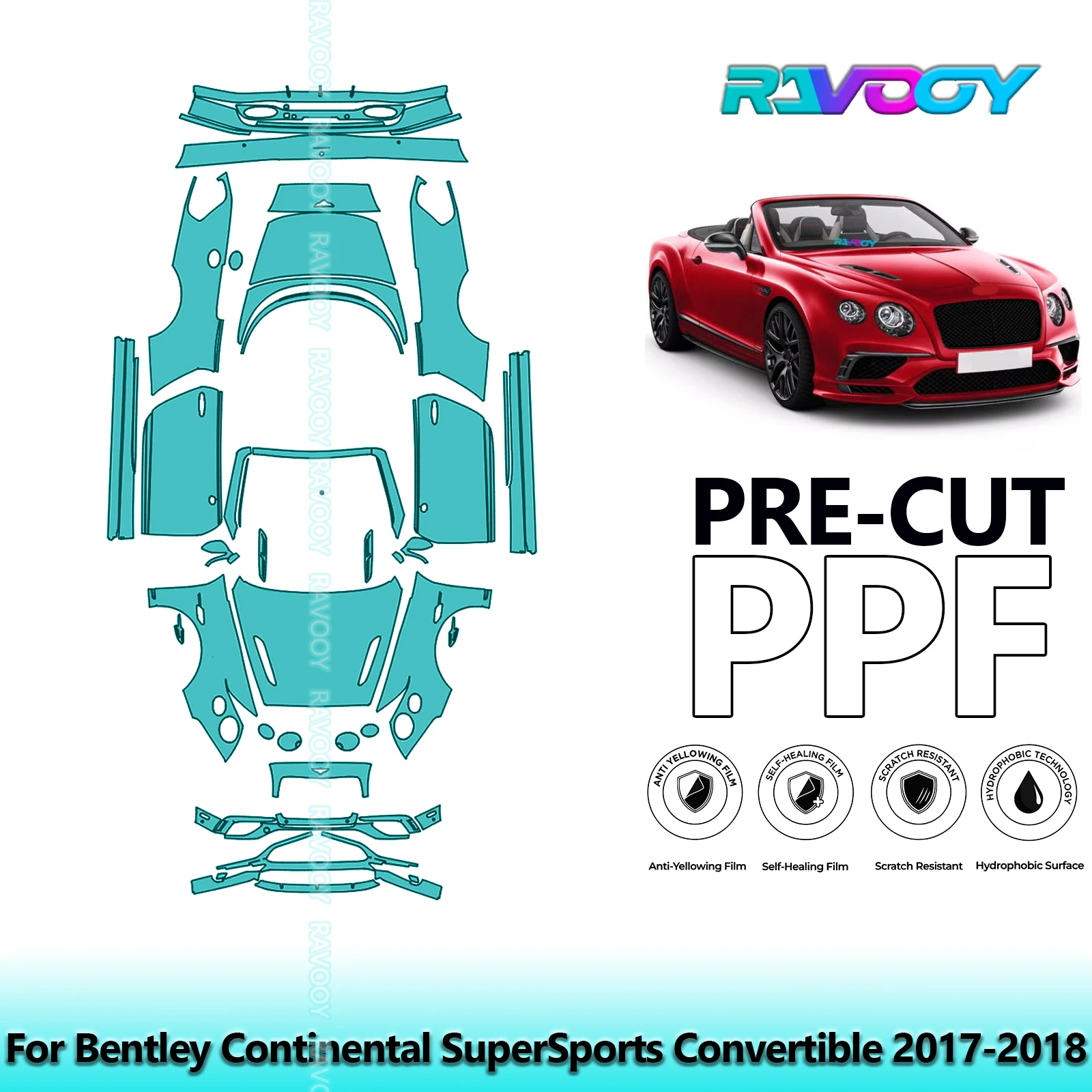

Full Vehicle Clear Bra Precut PPF Paint Protection Film For Bentley Continental SuperSports Convertible 2017-2018