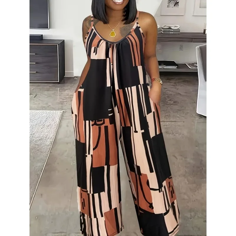 Plus Größe 1XL-5XL Damen Casual Fashion Bedrucktes Leibchen Pendeln Vielseitiger Overall