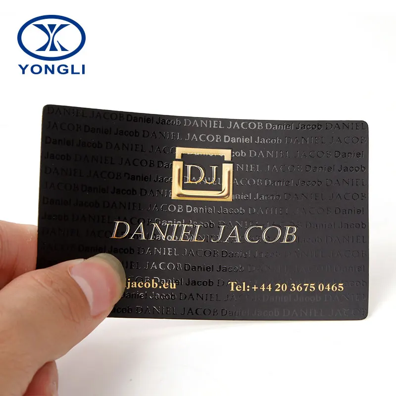 

Custom 100PCs high quality black gold silver foil card debossed visiting hot stamping business card printing with red edge