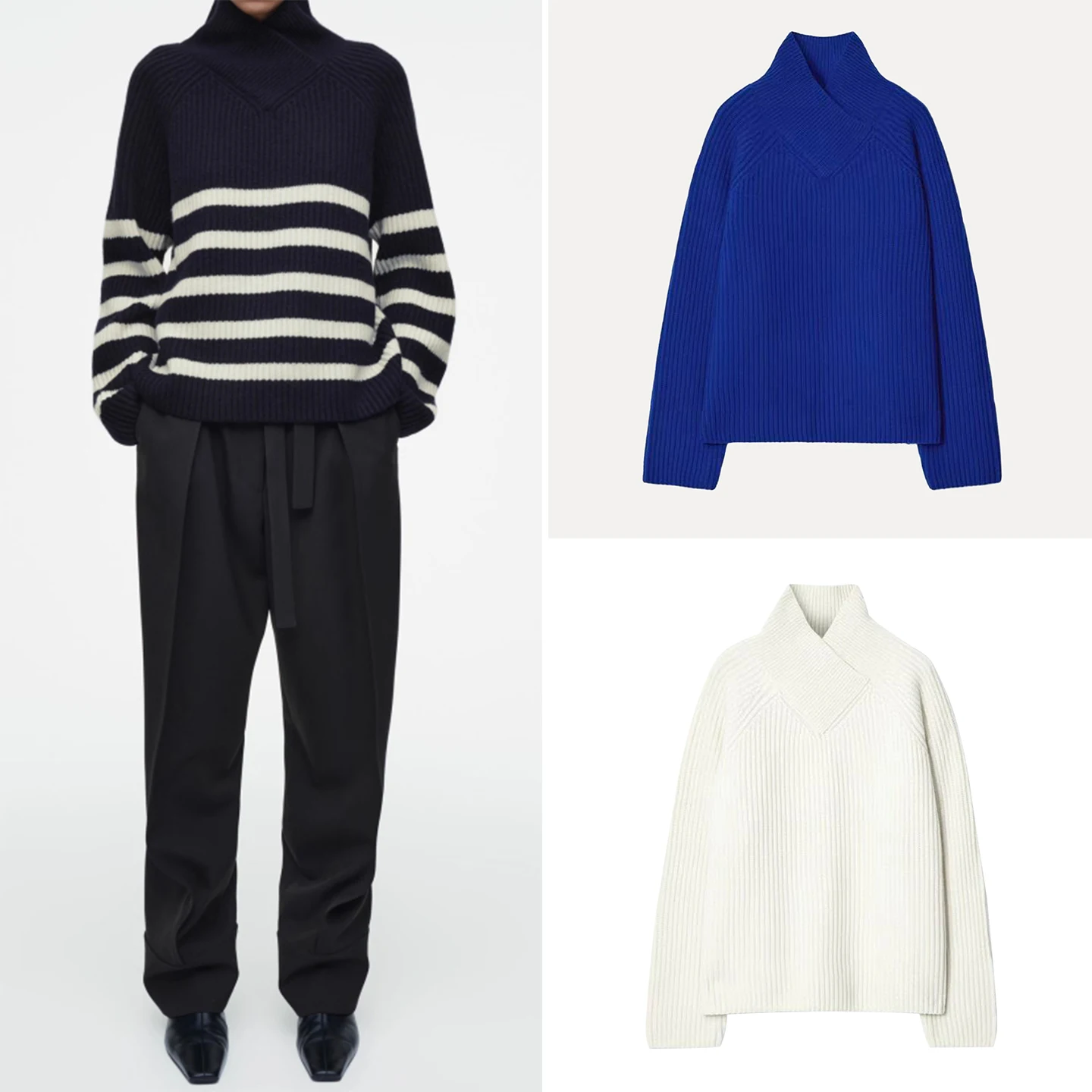 

Faionable Wrap Ne Knitted Sweater 2025 Autumn New Women's Clothing Z Brand Stripe Pattern Other Fabric Women's Top