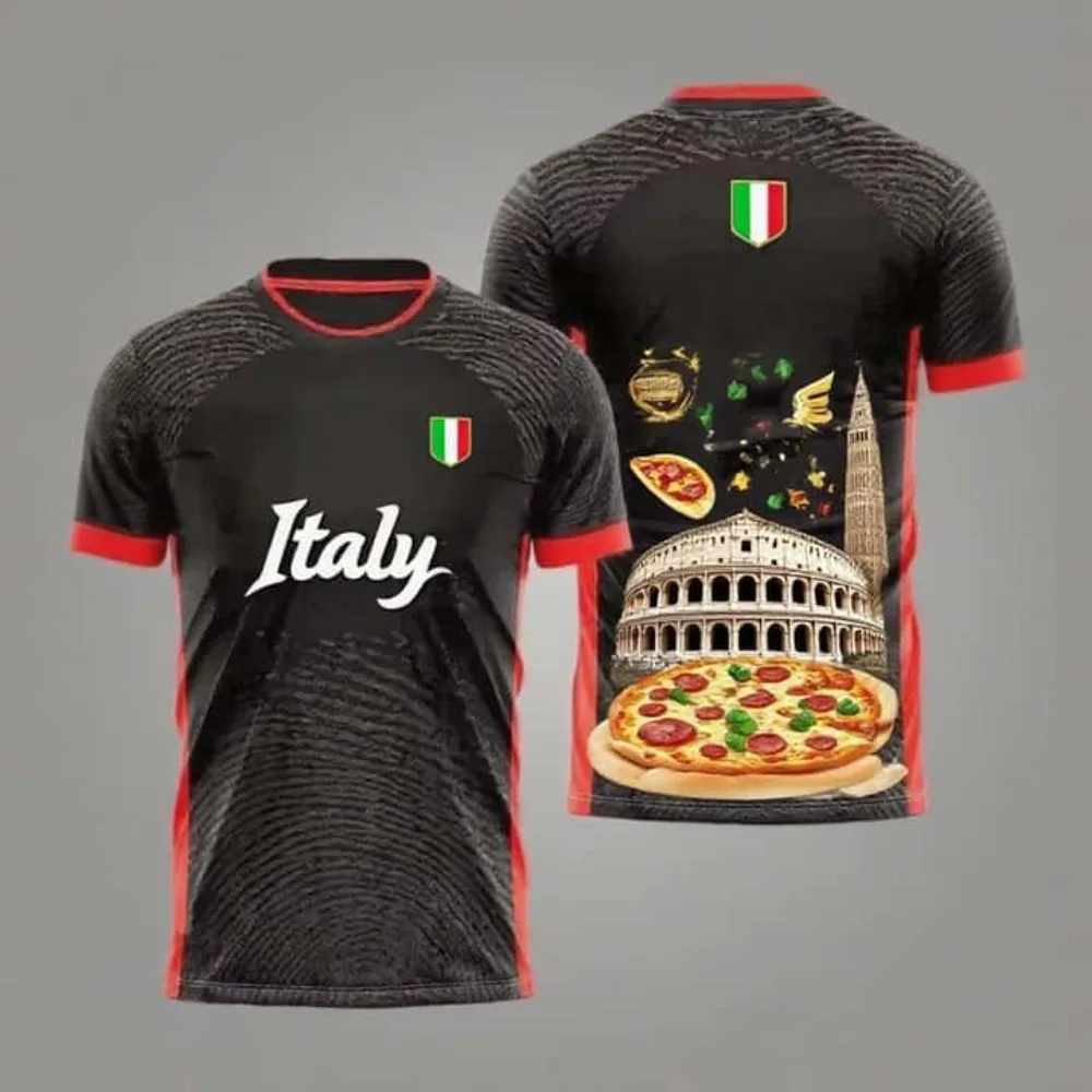 

Новая итальянская футбольная майка серии, мужская детская футболка в стиле еды, футбольная тренировочная футболка для уличного футбола, свободная мода