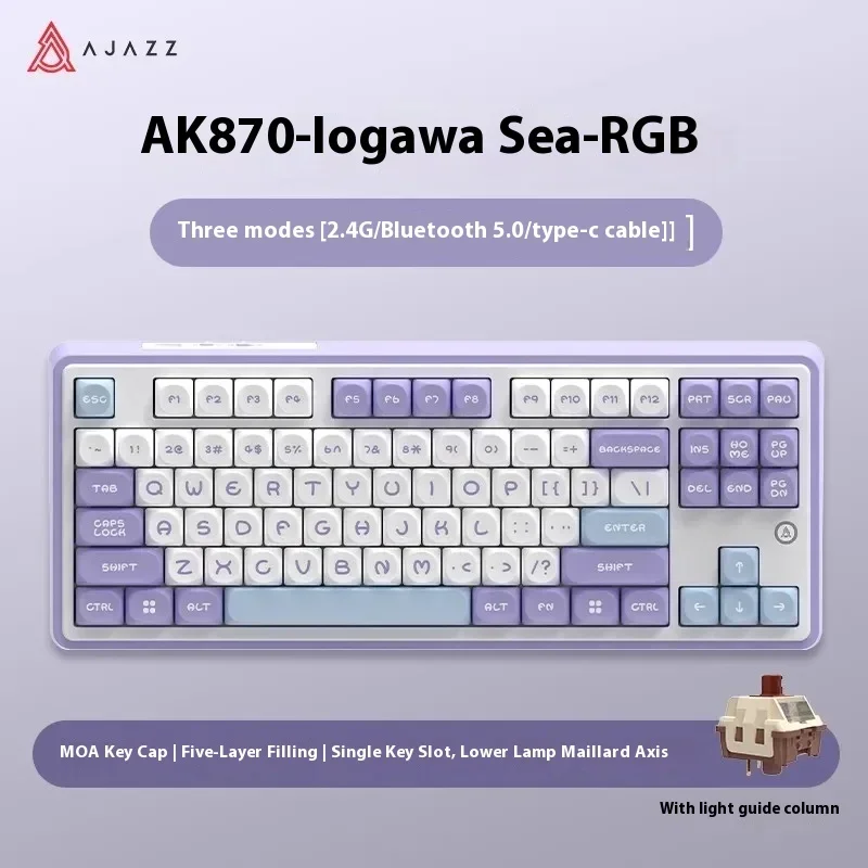 

Ajazz Ak870pro Mechanical Keyboard Tri-mode Bluetooth Usb Type-c Wireless 2.4g Custom Gaming Keyboard Gasket Structure Rgb Light