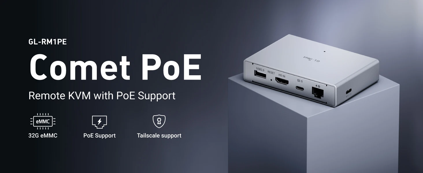 GL.iNet Comet PoE (GL-RM1PE) KVM remoto por Internet, alimentación