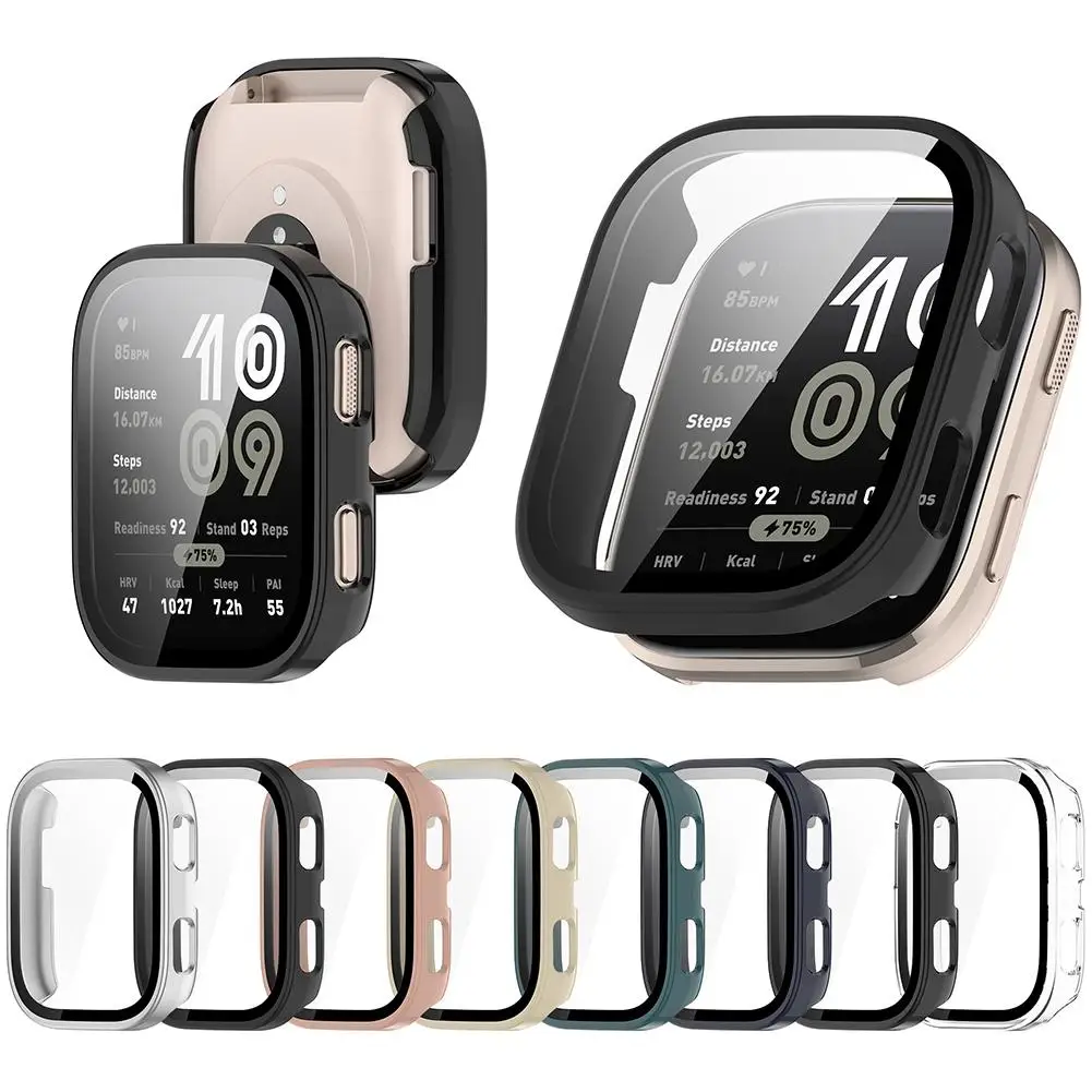 Glas + Hülle für Amazfit Bip 6, gehärtetes Glas, Displayschutzfolie und harter PC-Schutzstoßstange für Amazfit Bip6, Zubehör J8I4