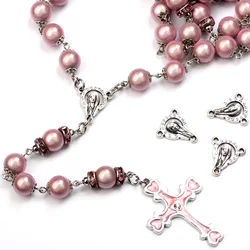 24pcs/Lot Vintage Charms Catholic Rosary Connector DIY Necklace Bracelet Triangle Medal Center Pendant For Jewelry Accessories