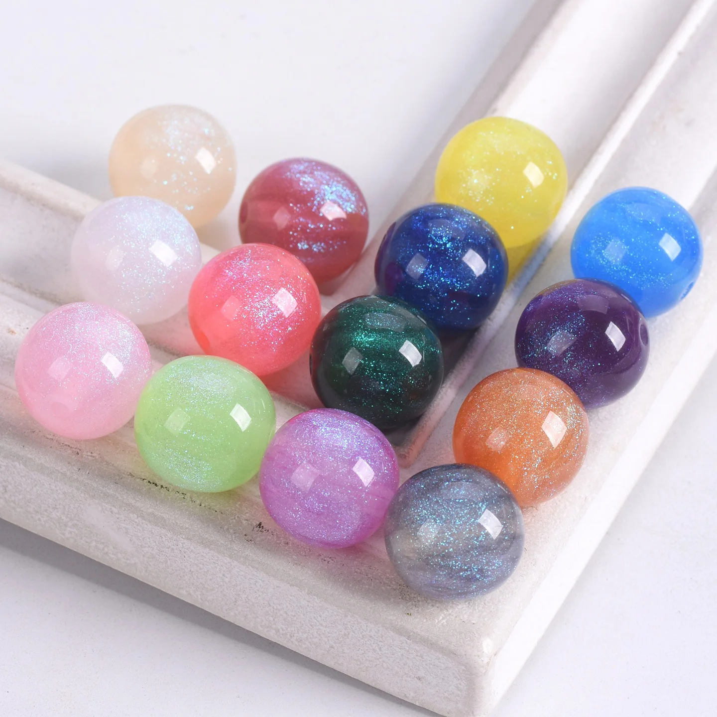 

10pcs 16mm Round Moonlight Glossy Resin Loose Beads For Jewelry Making DIY Crafts Findings