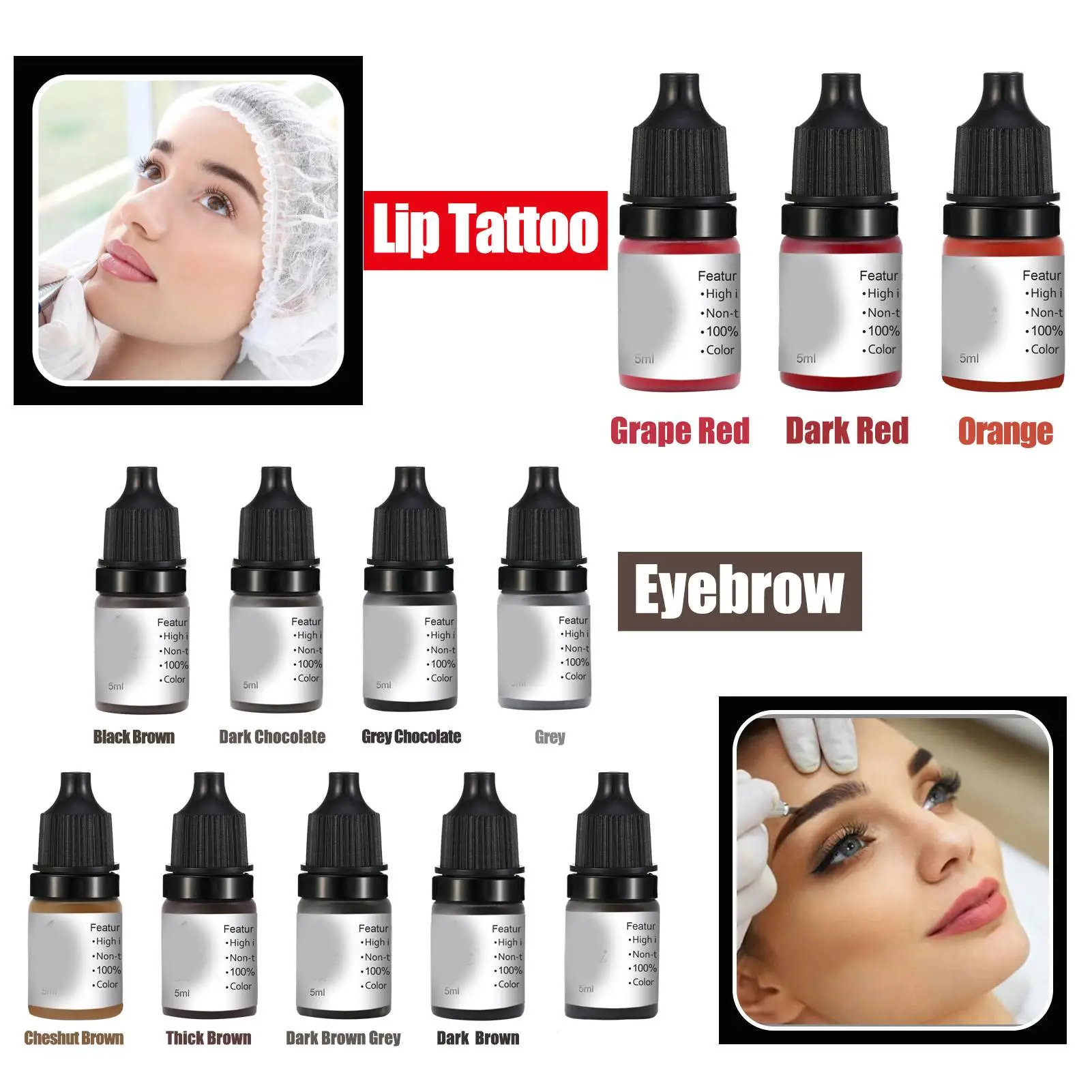 Tinta de práctica de tatuaje de cejas, pigmento de Microblading, 12 colores, 60ml, para delineador de ojos, principiantes, a prueba de fugas y segura, calidad profesional