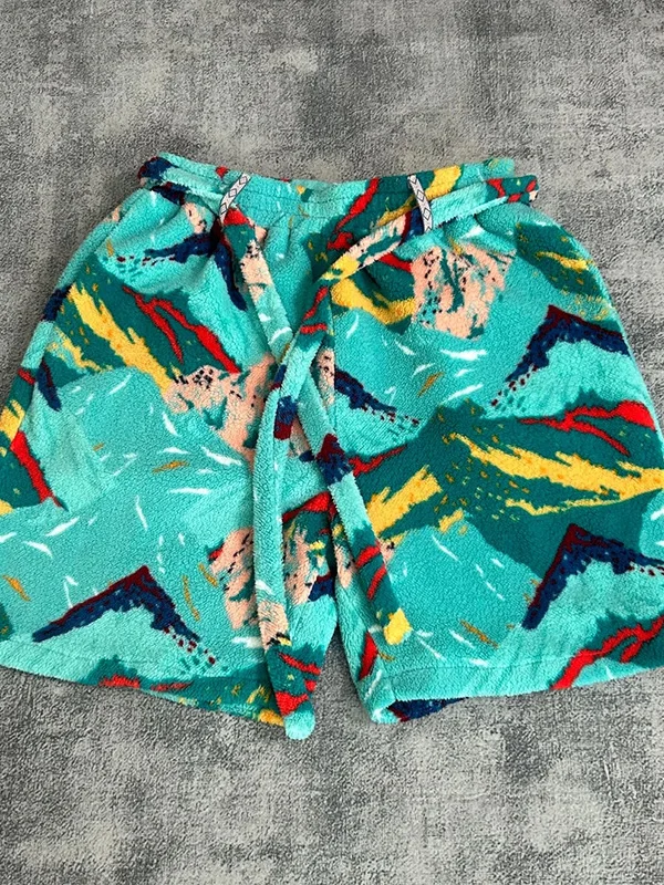 

Мужские синие шорты из окрашенного флиса с цветочным принтом, длиной до колена, летние, пляжные, повседневные, свободного кроя, для подростков