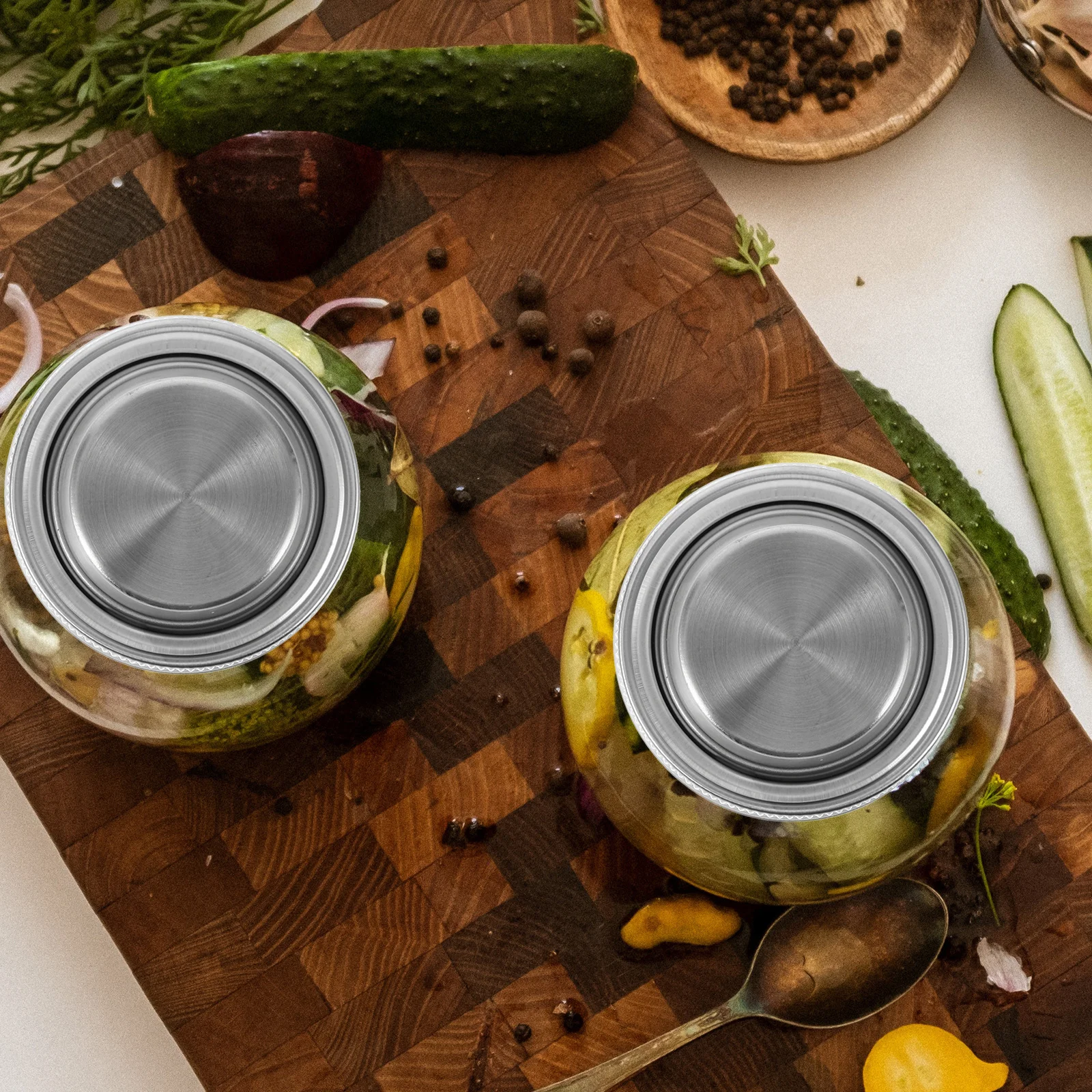 

4Pcs Stainless Steel Mason Jar Caps Regular Mouth Shaker Lids for Flour Sugar Spice Storage Cocktail Mixer Kitchen