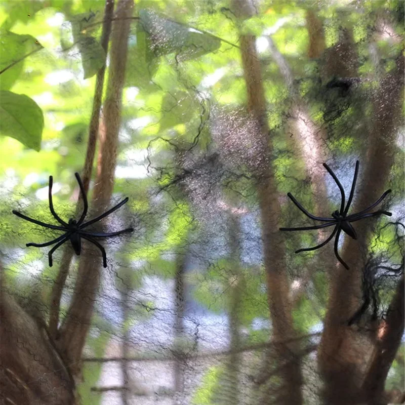 2/4 Pcs Cotton Thread Spider Web Halloween Outdoor Decoration Scary Party Props, Haunted House Artificial Spider Web, Home Decor