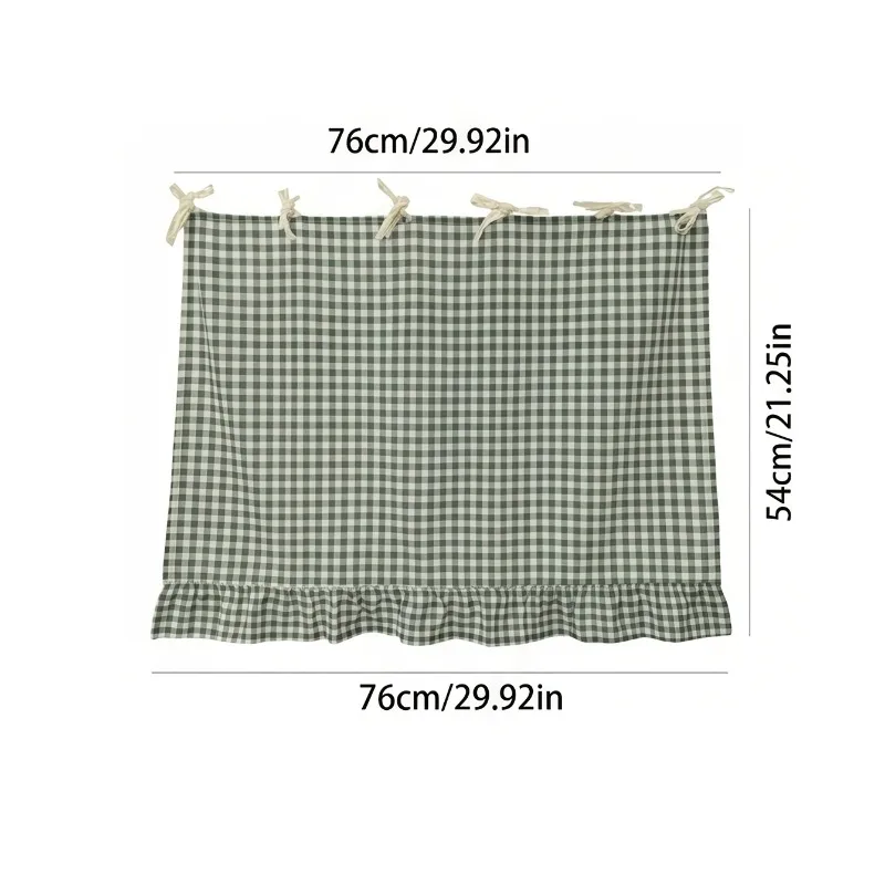1pc Country-Style Oven Curtain—Tie-Back Crochet Lace Sheer Stripes Suitable for In Front of The Stove and Dishwasher