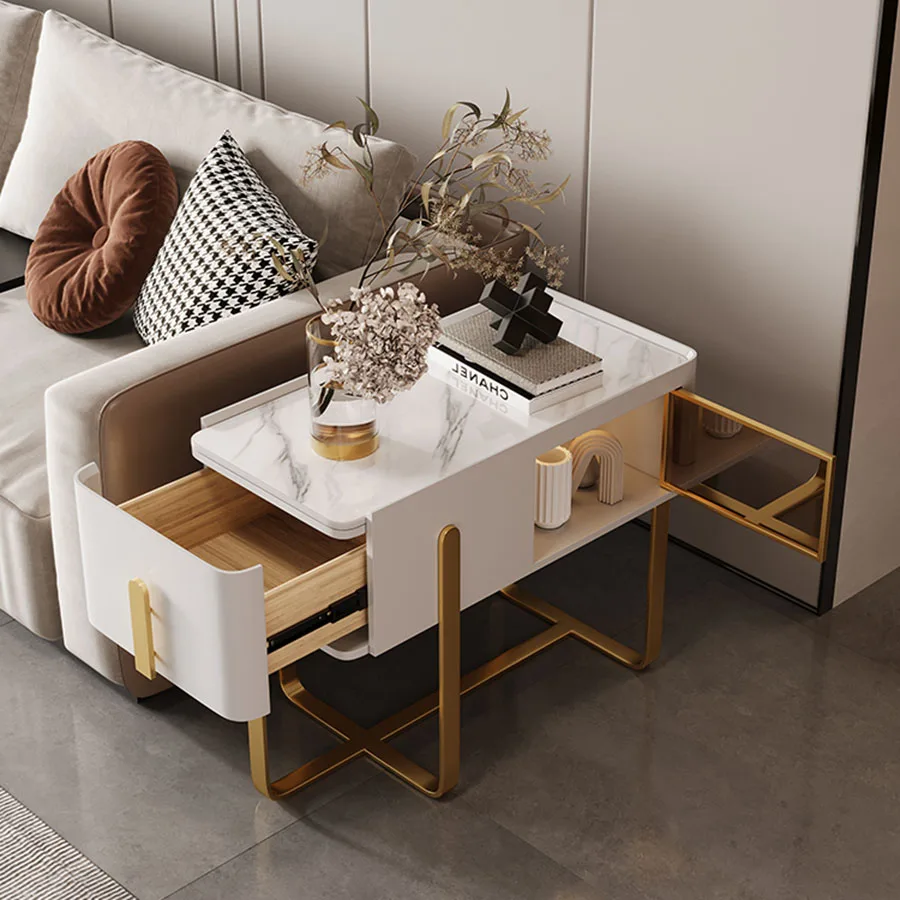 Home Modern Coffee Table Living Room Platform Unique Coffee Table Sofa Bedside Ornament Rectangular Metal Mesa Posta Home Decor