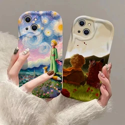 Cartoon The Little Prince 3D Wave Case For iPhone 15 14 13 12 11 Pro Max Mini X XR XSMAX 8 7 6S Plus Soft Silicone Cover