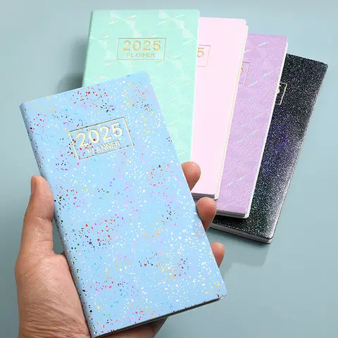 1pc A6 영어 노트, 2025년 별빛 커버 주간 달력 노트, 일일 계획 작업 노트 Best5