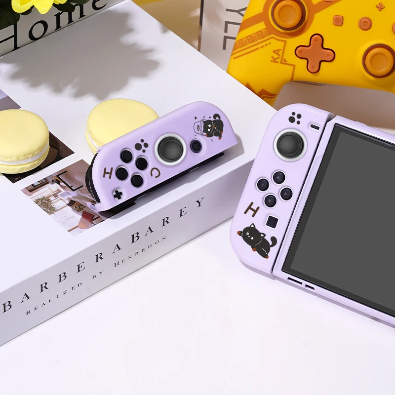 The Little Black Cat Protective Case for Switch Oled, Soft TPU Slim Cover for Nintendo Switch Console,NS Game Accessorie