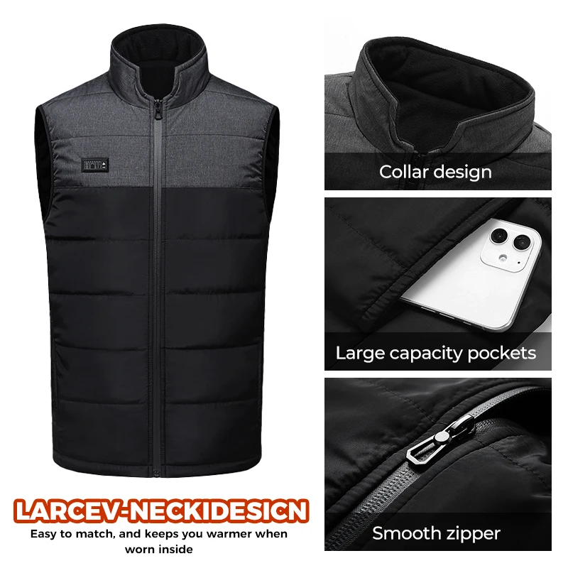 Heated Vest 21 Heating Zones Large Area Warmth Waterproof Washable 3 Modes Winter Fishing Hunting Camping Coat For Men Women - view 5