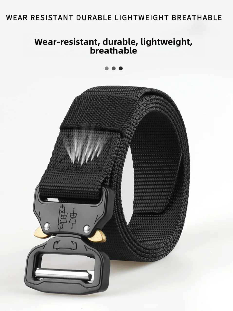 New Men's Outdoor Tactical Nylon Weaving Belt Breathable Multi-Functional Snake Pattern Buckle Casual Fashionable Waist Belt