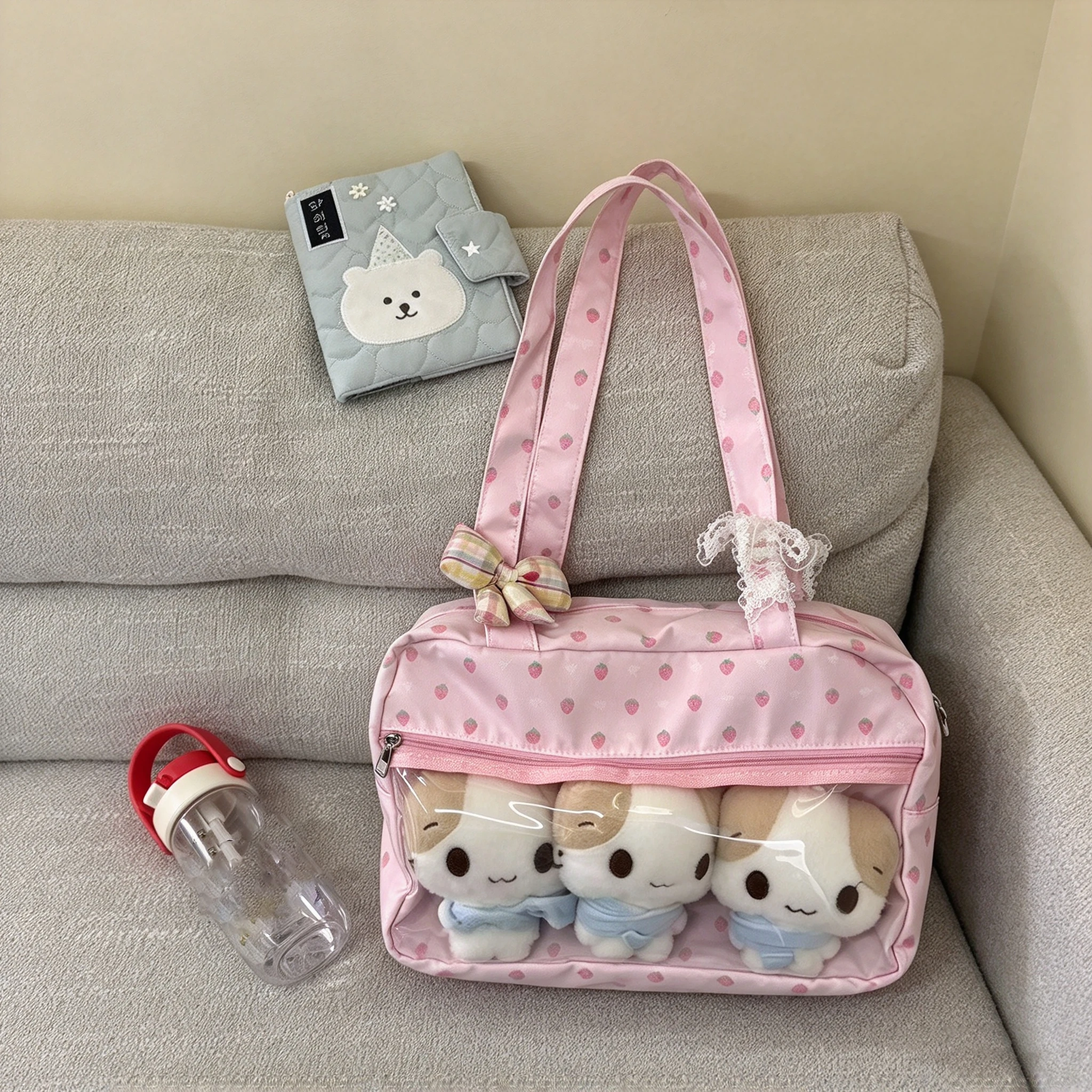 New Japanese-style Original Bag Anime-themed Cute Shoulder Bag Commuting Daily Use Tote with Stars Large Capacity Strawberry Bag