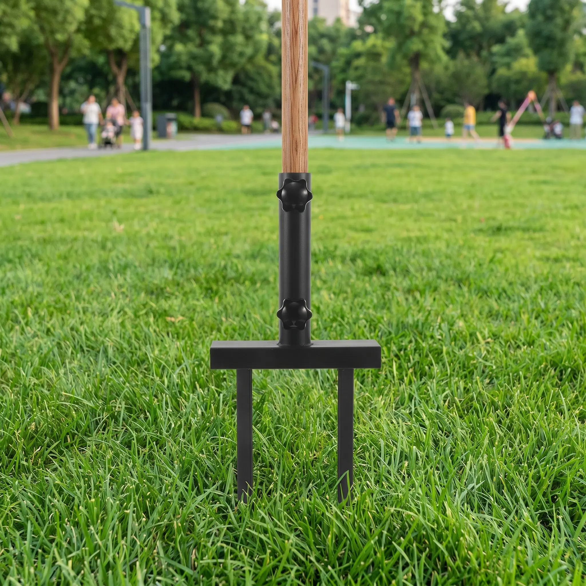 Flag Pole Ground Stake Iron Ground Yard Torch Holder Twin Spike Flagpole Stake Weatherproof Banner Stand for Campsites Tailgates