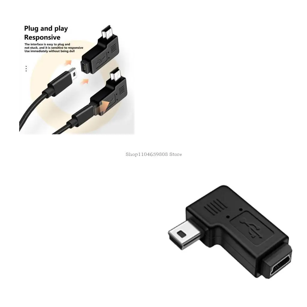 

90 Degree Angled Mini USB Male to Female Extension Adapter for Tight Space