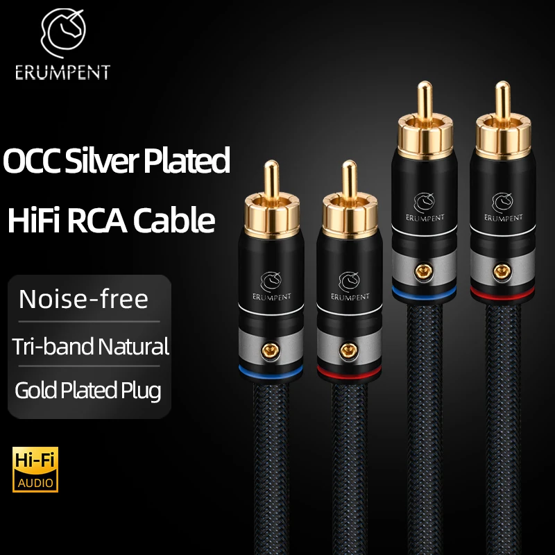 

ERUMPENT одна пара аудиокабелей RCA HiFi стерео OCC посеребренный соединительный кабель от 2RCA до 2RCA для усилителя DVD
