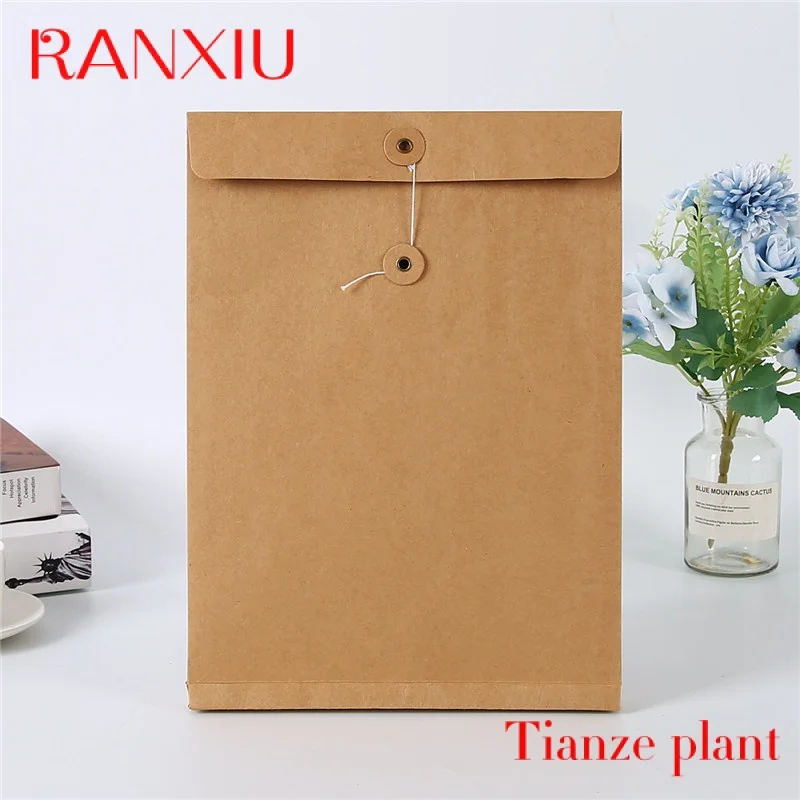 Custom Eco Friendly Brown Paper File Cover Flat Mailer Kraft Paper Mailing Envelope Bag For Important Paper Documents Report