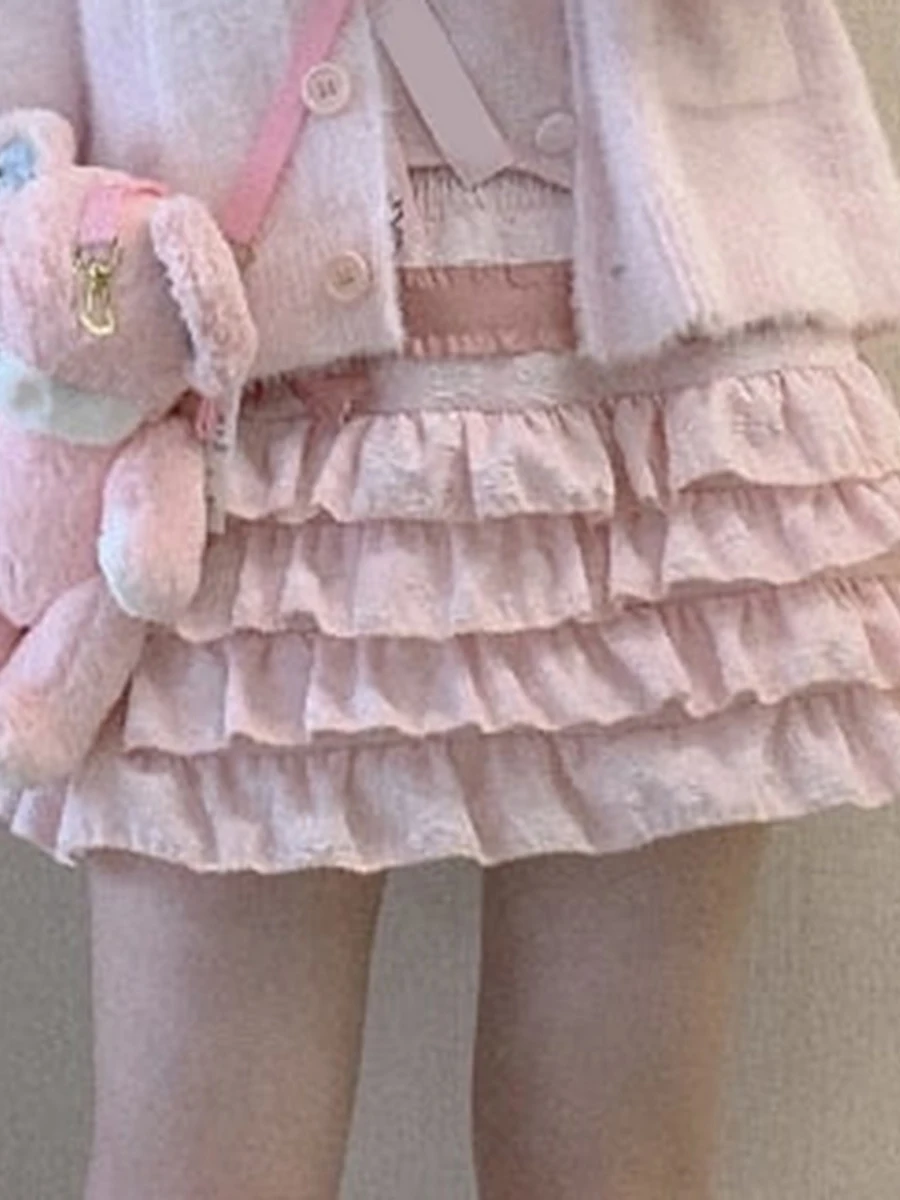 

The Latest Women'S Lolita Mini Skirt Cute High Waisted Side Bow Layered Pleated Hem A-Line Skirt Half Skirt Short Skirt