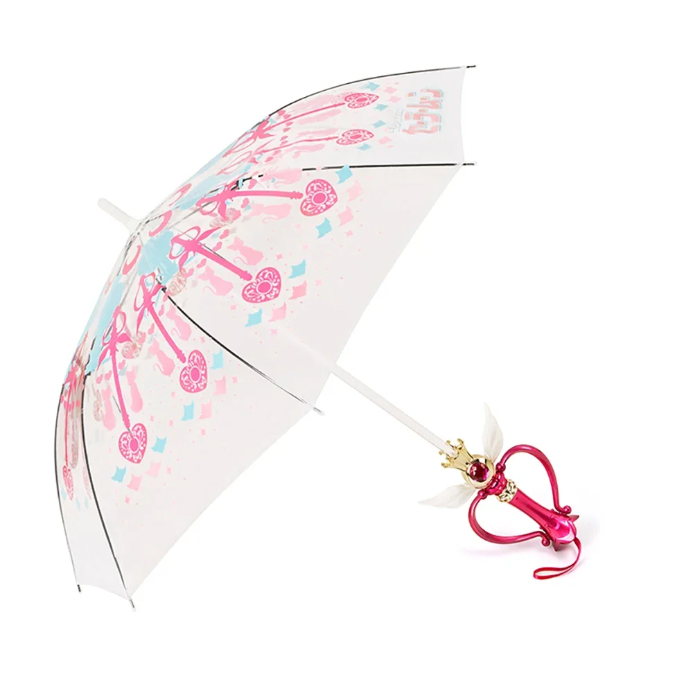 Rain Gear ombrello luminoso rosa Sailor Moon Magic Stick ombrello trasparente Rain Gear Paraguas for Girls Kids ombrelli regalo