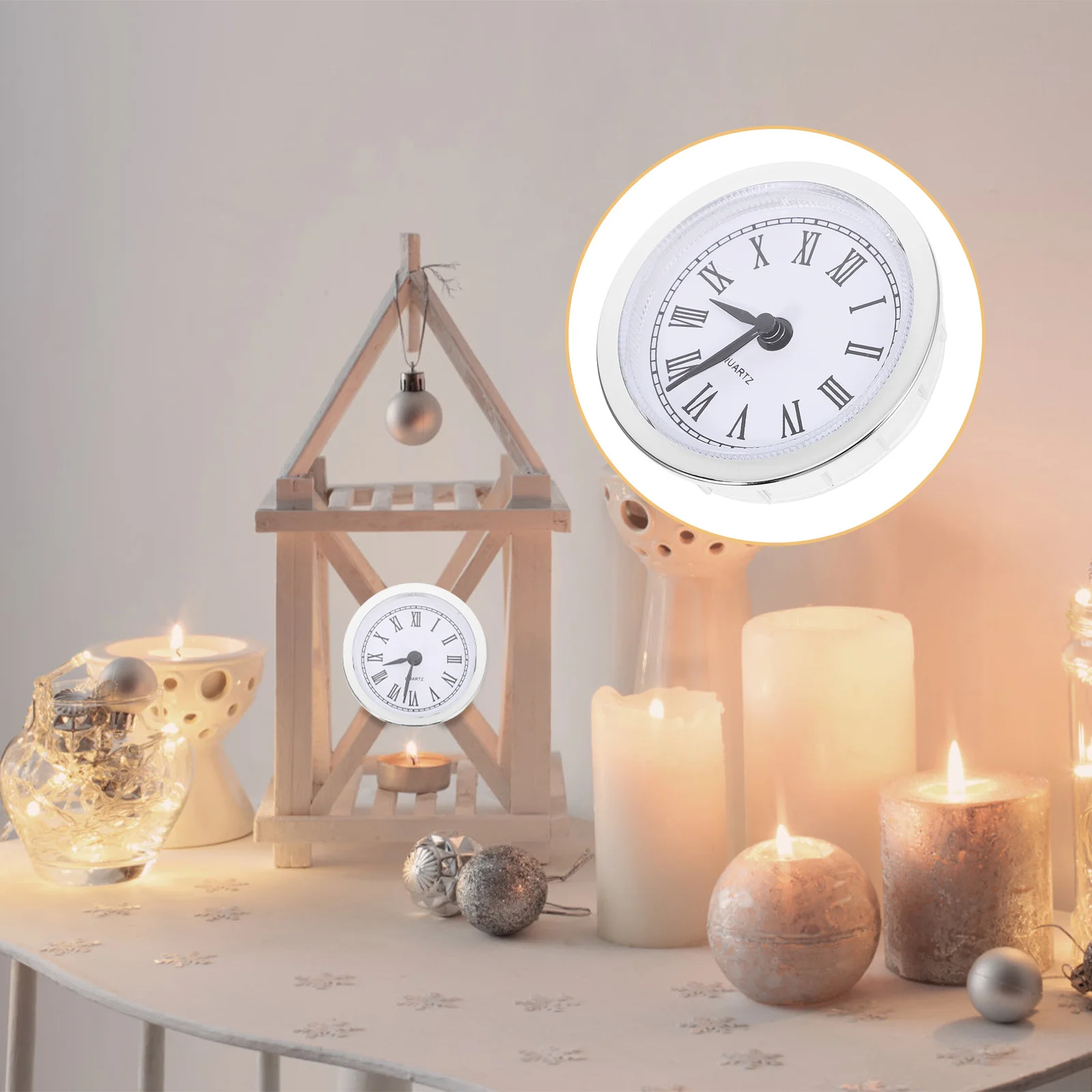 

Round Clock Insert with Quartz Movement Roman Numeral Face Silent Mechanism for DIY Home Decor Retro Round Clock Head Insert