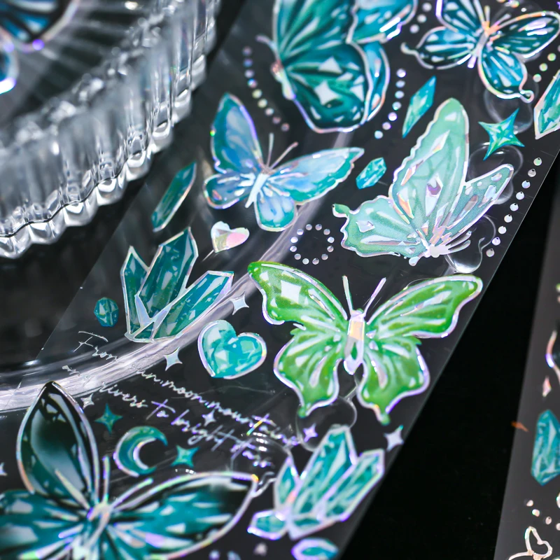 3 sheets/pack Mr. Paper Waterproof PVC Sticker Embossed Gilding Butterfly Creative Collage DIY Guka Small card Album Decoration