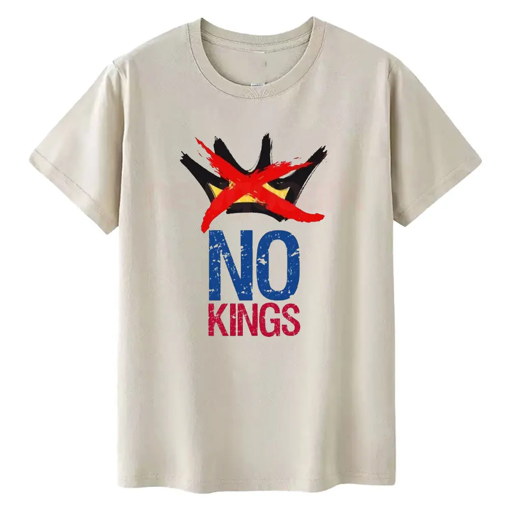 Humor No Kings in America Graphic T Shirts Woman Man Casual Casual T-shirt Classic O-neck Cotton Streetwear Short-sleev