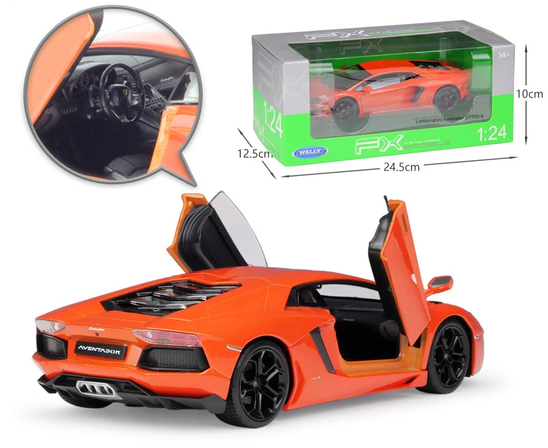 WELLY Diecast 1:24 Model Car Lamborghini Aventador LP700-4 Race Car Sports Car Metal Alloy Toy Car For Children Gift Collection