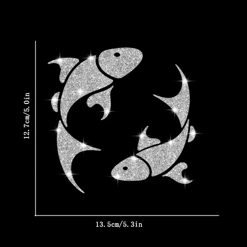 Pisces Constellation Symbol Sticker, Sparkling Glitter Decals, Wall Sticker, Doors Sticker, Car Sticker, Car Window Decoration