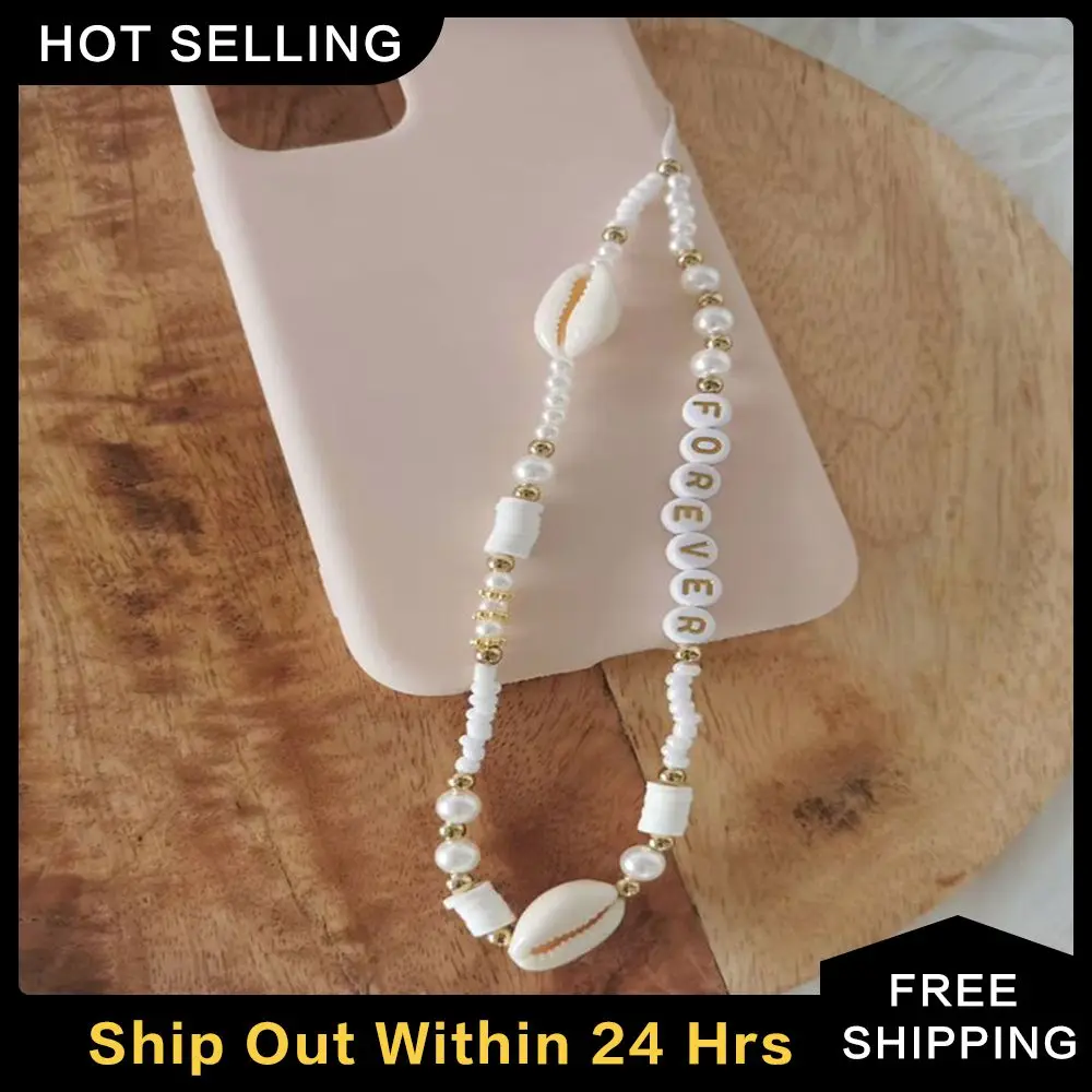 Shell Beautiful Practical Natural Decoration Lanyard Letters Portable Pearl Mobile Phone Periphery Mobile Phone Fashion Durable