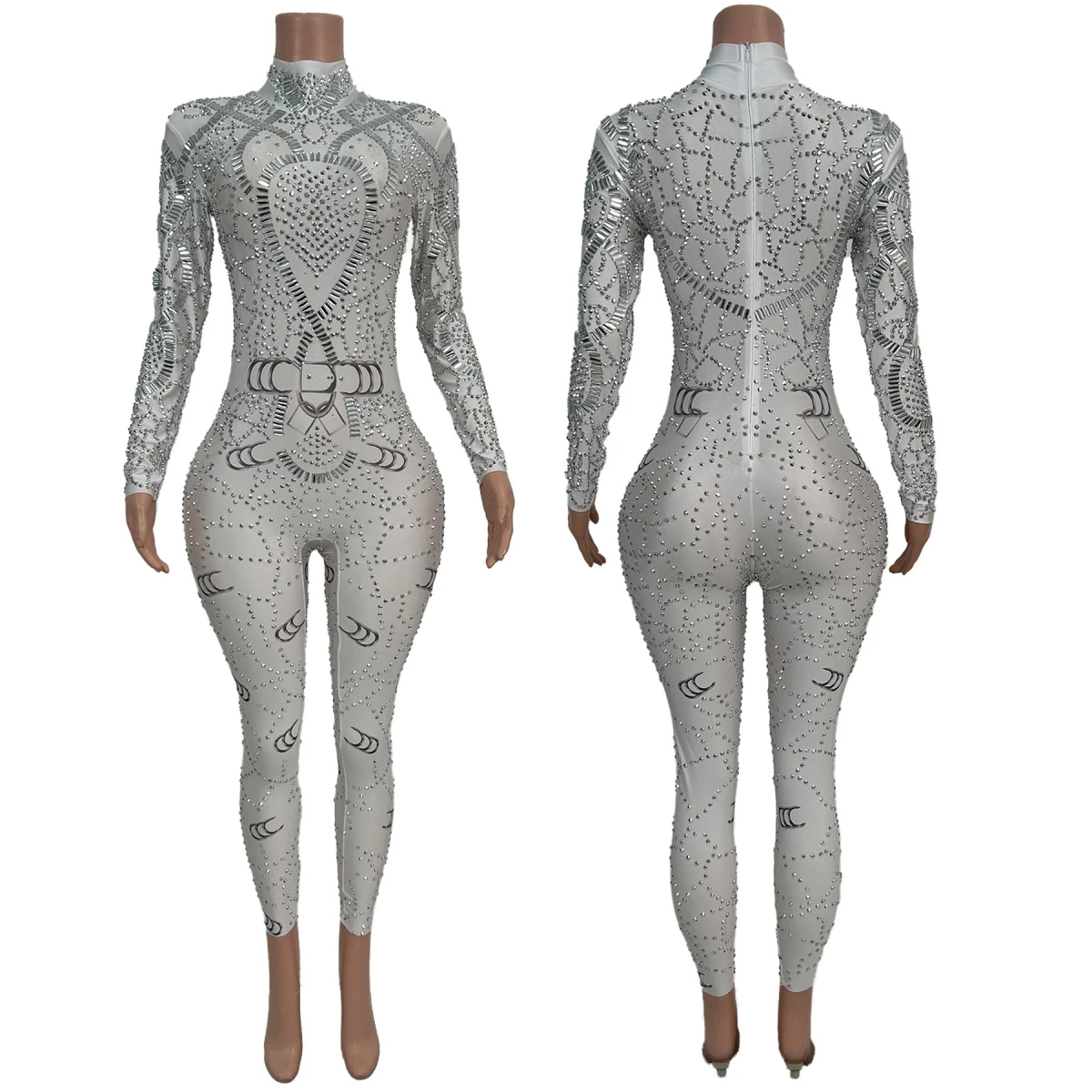 Women Spandex Tight Fitting Jumpsuit Sexy gig Party Dance Show Outfit Club Carnival Drag Queen Performer Wear Baihuanchangku