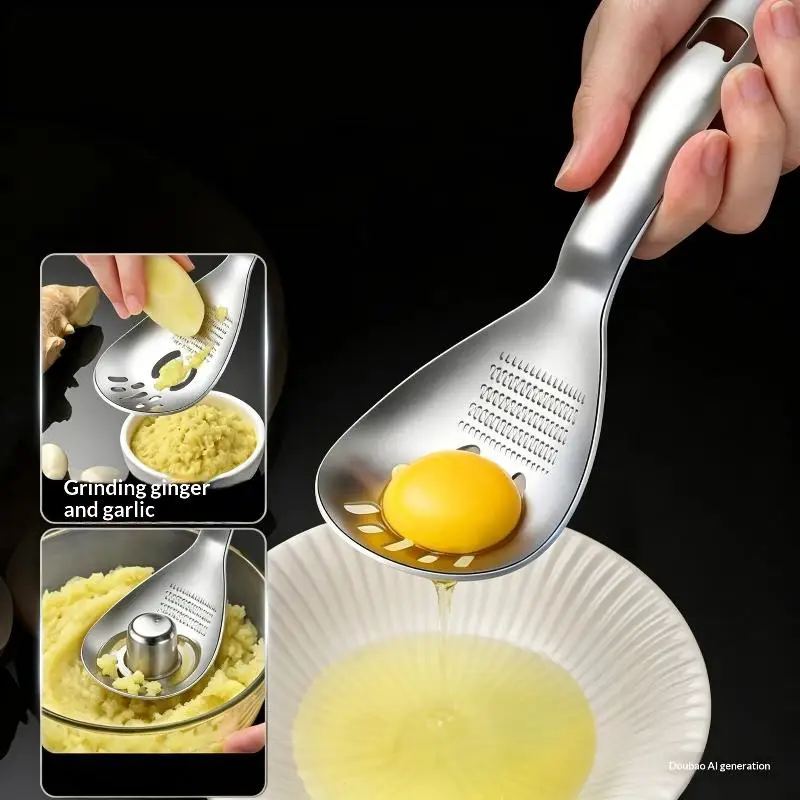 Multifunctional Stainless Steel Kitchen Utensil Cooking Garlic Ginger Vegetable Grater Grinder Spoon Kitchen Supplies...