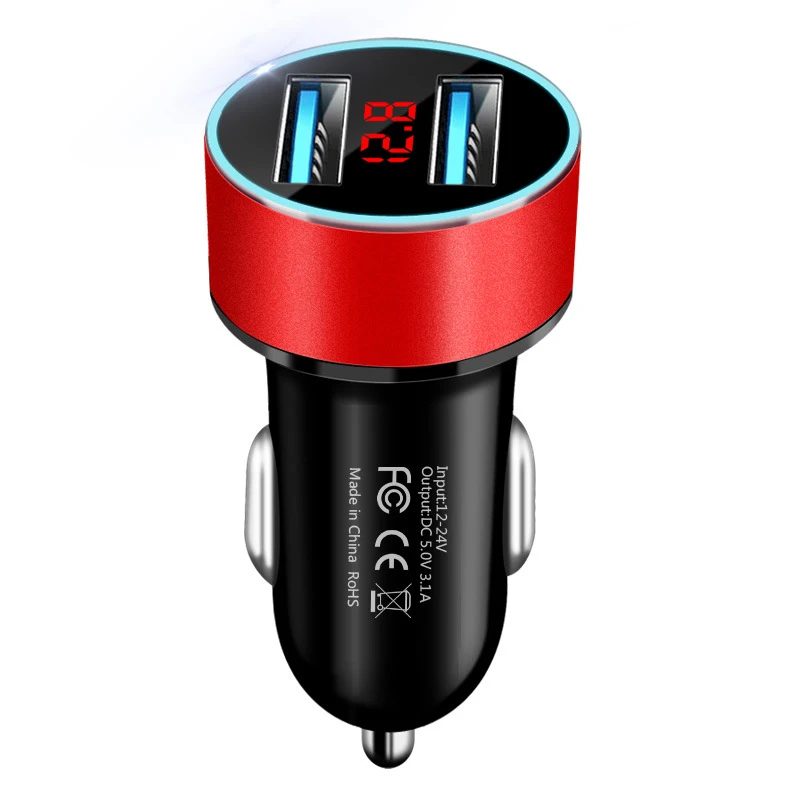 LED-Anzeige Voltmeter 3,1 A Dual USB Telefon Ladegerät Auto Zigarettenanzünder Netzteil Steckdose Splitter für 12-24 V Autos