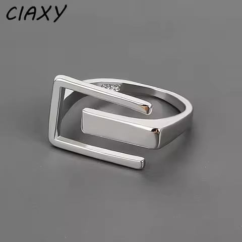 CIAXY Silver Color Geometric Glossy Rings for Women Personality Adjustable Ring Fashion Creativity Jewelry