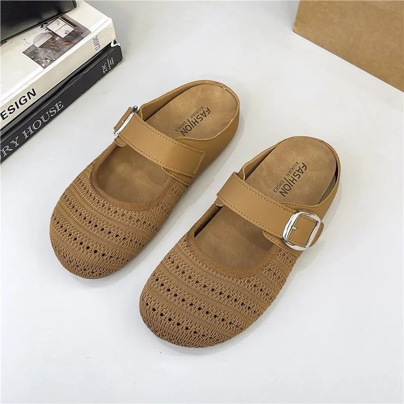 2025 جديد سميك سوليد ريترو المرأة النعال باردة عصرية عادية عدم الانزلاق وحيد مريح جولة تو النعال متعددة الألوان