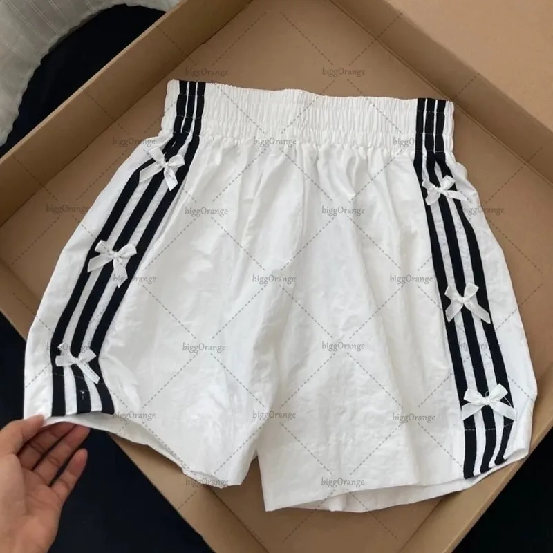 Harajuku americano de rua retrô feminino Y2K Shorts casuais finos soltos, mulheres gravata borboleta, calça esportiva de grandes dimensões, versátil, 2021