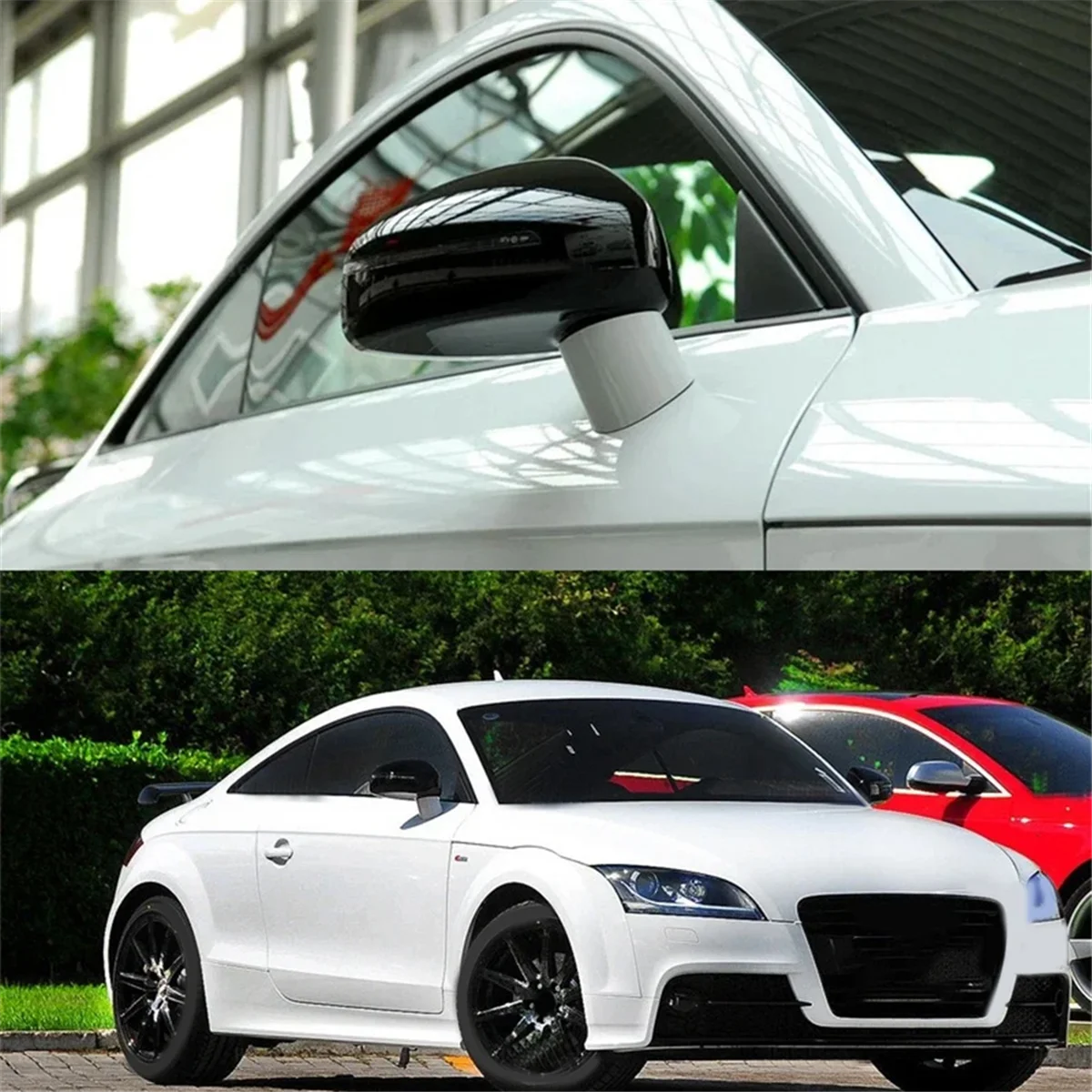 Bright Black Side Wing Door Mirror Cover Rearview Mirror Cover Cap Trim for Audi TT TTS TT RS 8J MK2 R8 42