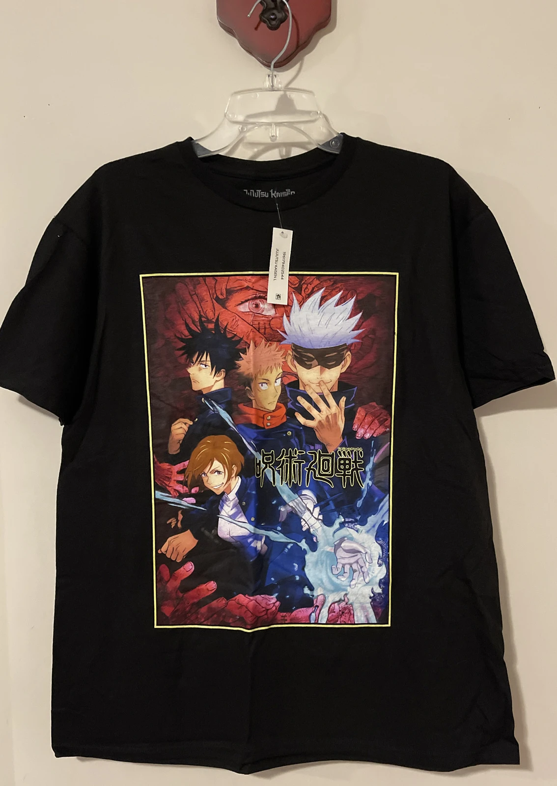 Мужская большая черная хлопковая футболка в стиле аниме Jujutsu Kaisen Crunchyroll NWT! A1358 Мужская одежда Новые топы и футболки высокого класса для мужчин