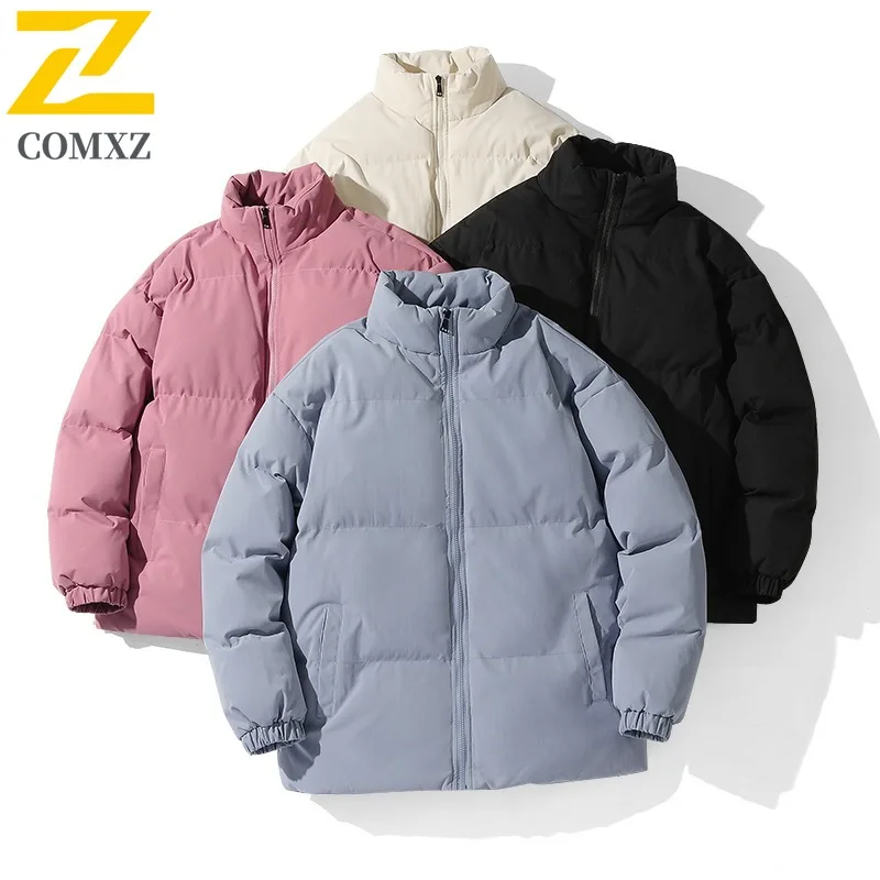 سترة مبطنة للرجال بياقة واقفة من COMXZ لركوب الدراجات في الهواء الطلق سترة سميكة دافئة كاجوال على طراز الشارع معطف شتوي خفيف الوزن #1