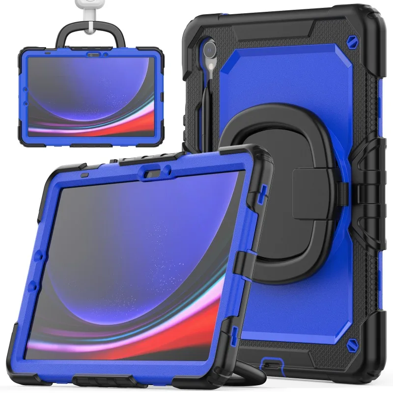 

Silicone Tablet Cover for Samsung Tab S10FE with PC Rotating Wristband Stand and Protective Case