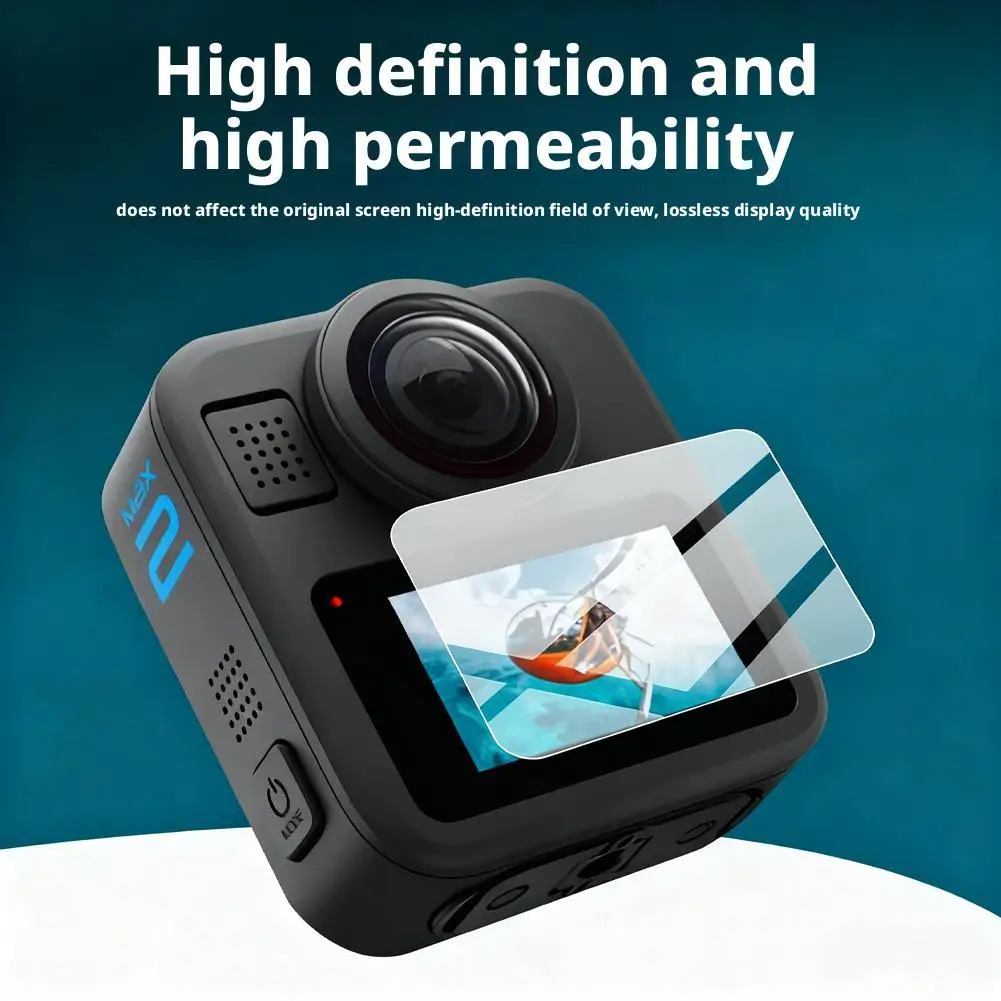 1 قطعة واقي للشاشة من الزجاج المقسى لـ GoPro MAX2 HD واضح مقاوم للانفجار ومضاد للخدش ملحقات كاميرا الحركة