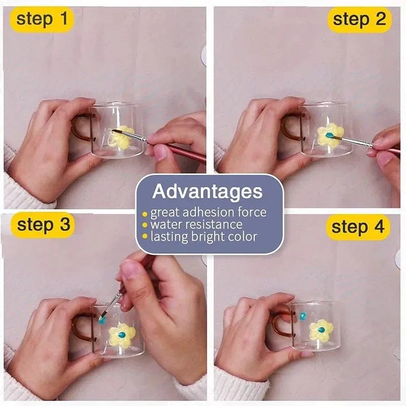 12/24 لون مجموعة دهانات أكريليك عدة زجاجية مع فرش لوحة صبغة مقاومة للماء 12 مللي أنبوب سيراميك لوازم فنية أدوات مكتبية