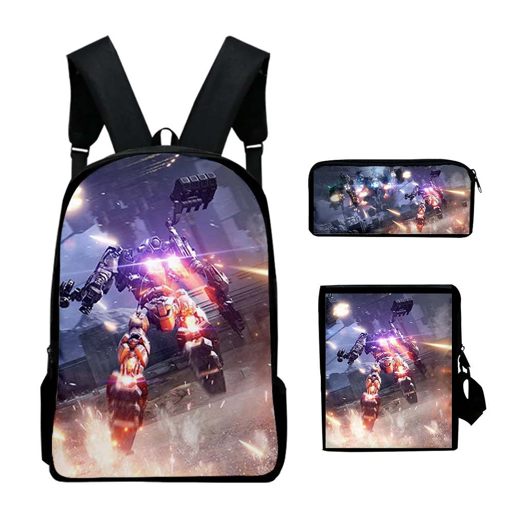 Game Armored Core VI Fires of Rubicon 2023 Backpack 3 Pieces Sets Shoulder Bags Unisex Daypack Zipper Bag Unique Pencil Bag