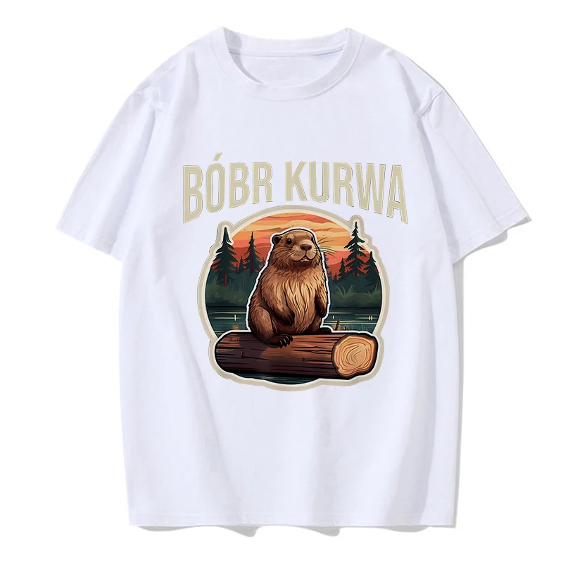 90s Cartoon Bobr Kurwa Grunge Tshirt Funny Kurwa Bober Mange T Shirt Harajuku Y2k Tees Tops Men Fashion EU Szie T-shirt Clothes